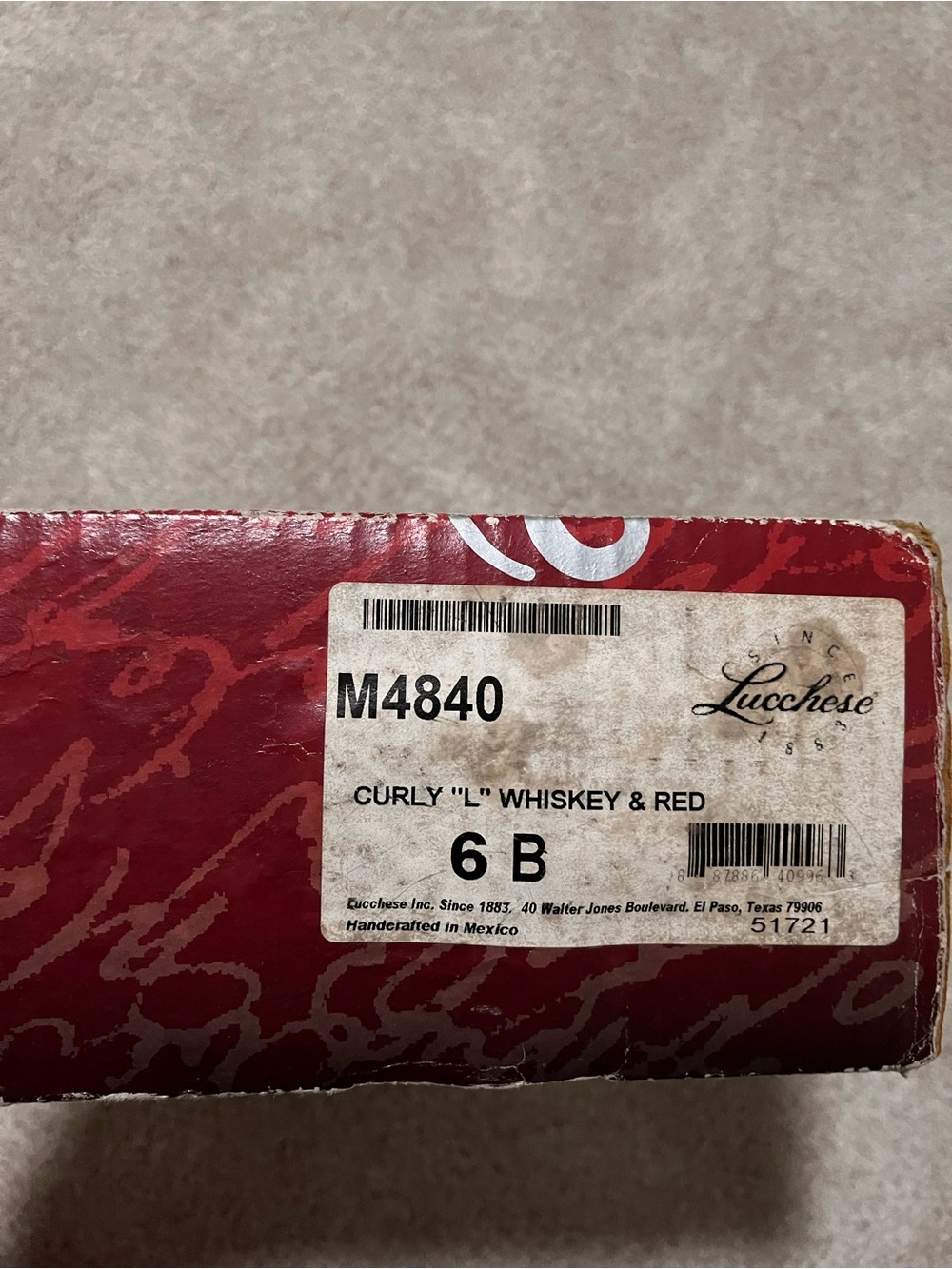 Lucchese Brown Leather Cowboy Boots with Red Inlay - Picture 2 of 10